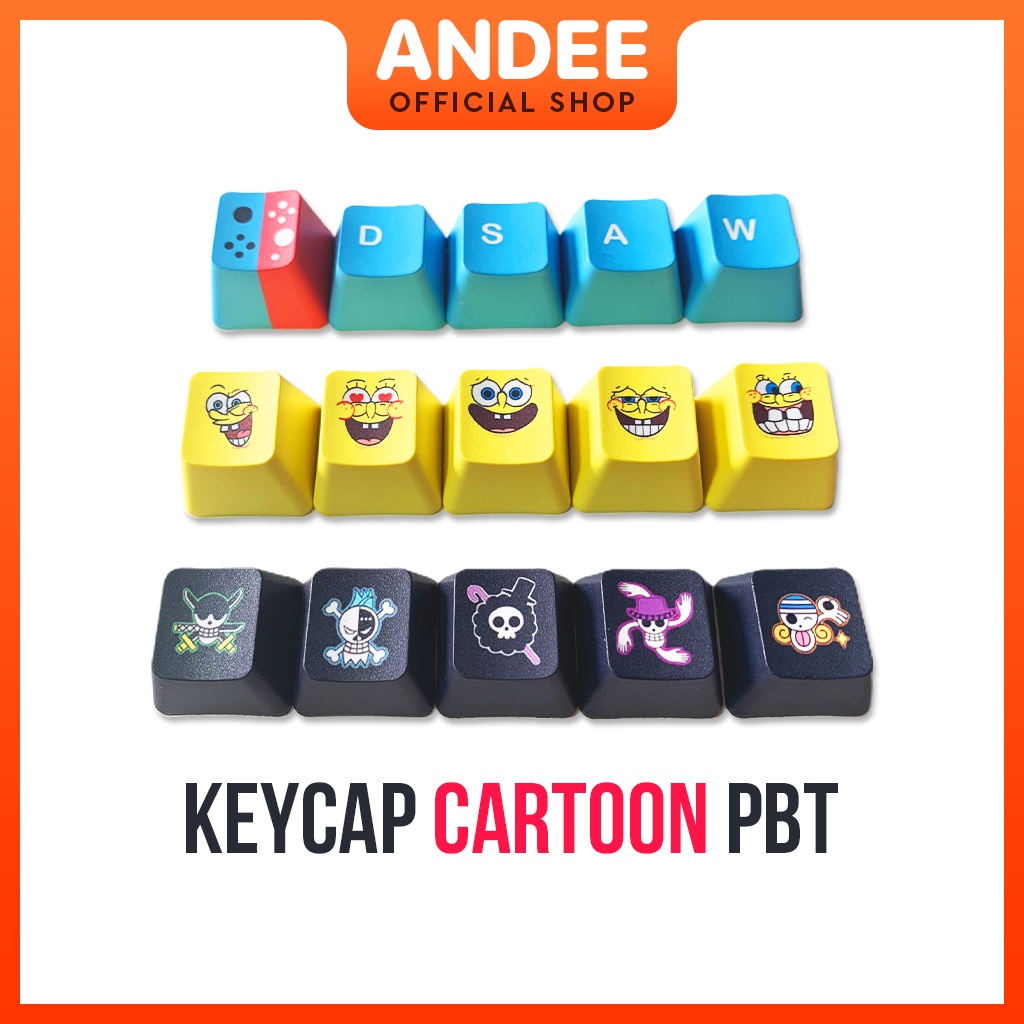 Keycap PBT in dyesub nhiều màu siêu ngầu hình One Piece - Nintendo - SpongeBob