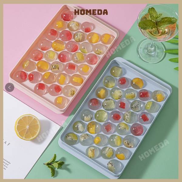 Khay làm đá 33 viên bi tròn, khay làm thạch rau câu, khuôn làm đá dễ thương tiện dụng nhà bếp HOMEDA