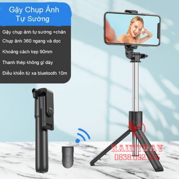 Gậy chụp hình ảnh tự sướng selfie 3 chân kiêm tripod đa năng có bluetooth điều khiển từ xa