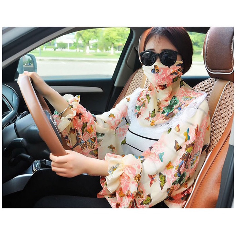 #460 Áo choàng chiffon chống nắng kèm khẩu trang
