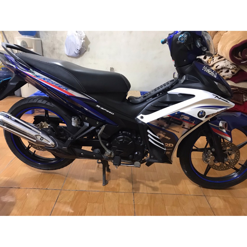 Tem exciter 135 bạc xanh đen hp4 crom