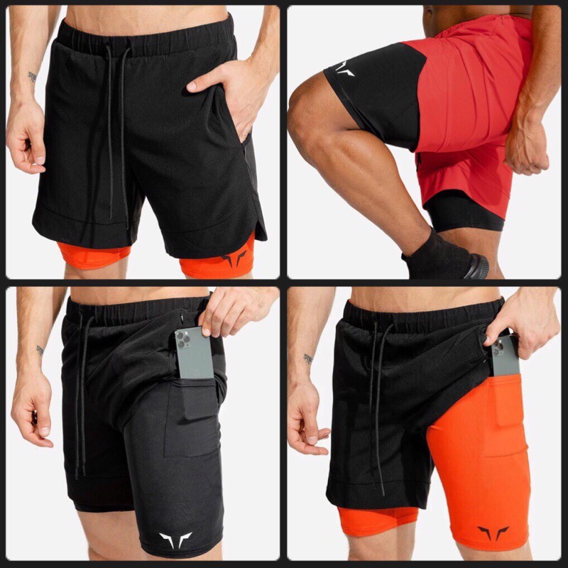 QUẦN TẬP GYM THỂ THAO NAM - QUẦN SHORT 2 LỚP