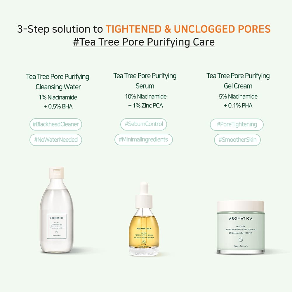 Serum cây trà kiểm soát bã nhờn Aromatica Tea tree Pore Purifying Serum 10% Niacinamide + 1% Zinc PCA