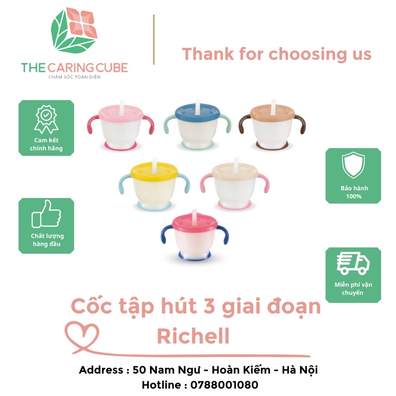 Cốc tập uống Richell 3 giai đoạn nội địa Nhật Bản chính hãng