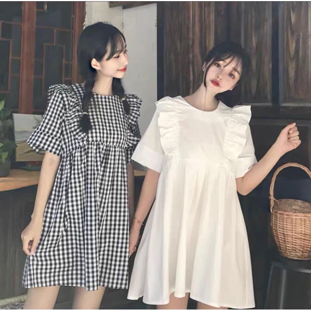 Váy babydoll dáng ngắn, đầm babydoll xanh đôi bạn thân E44 thời trang nữ emmei | BigBuy360 - bigbuy360.vn