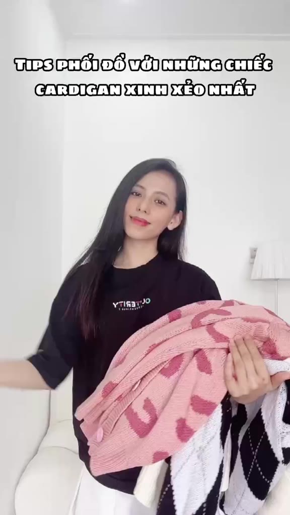 Áo Cardigan Len Nữ Dày Sọc Đen Trắng Có Túi, Cadigan Kẻ Kim Cương Ulzzang Hàn Quốc, Mặc Đi Đà Lạt, Mặc Mùa Đông, Labibi | BigBuy360 - bigbuy360.vn