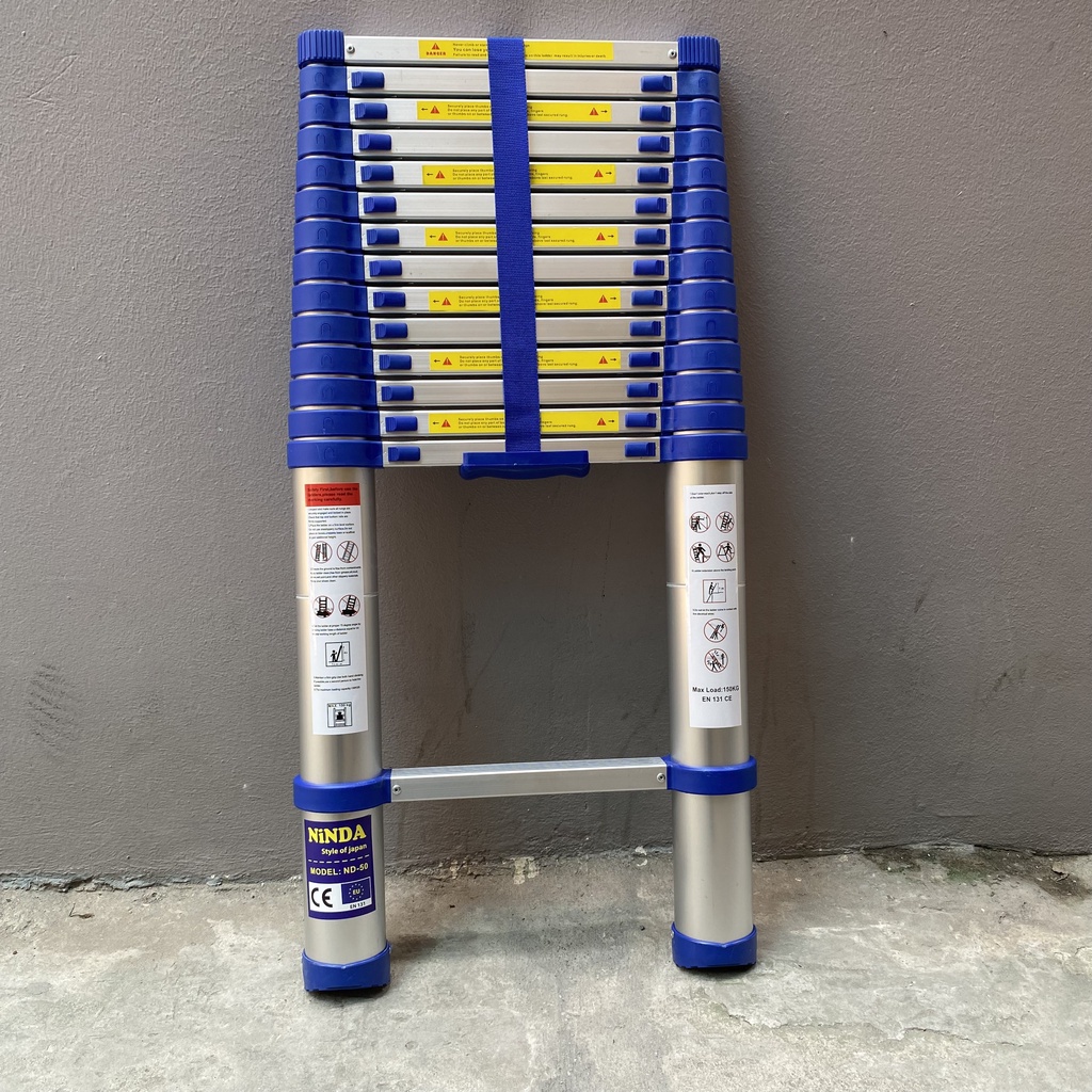 Thang nhôm rút đơn NiNDA Nhật Bản màu xanh 3m2, 3m8, 4m4, 4m8, 5m