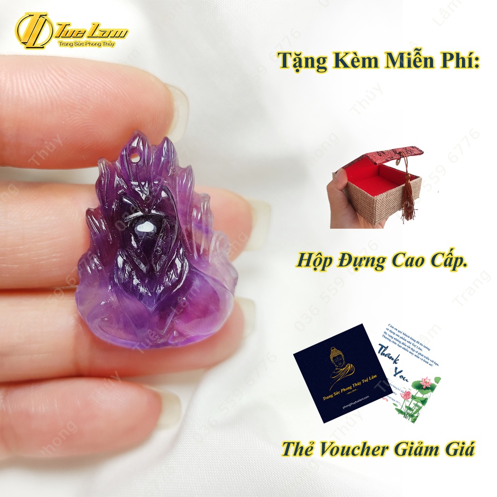 Dây chuyền mặt hồ ly chúa thach anh tím hợp mệnh hỏa thổ, trợ duyên, may mắn - Tuệ Lâm