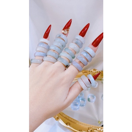 Nhẫn ngọc cẩm thach trắng phớt