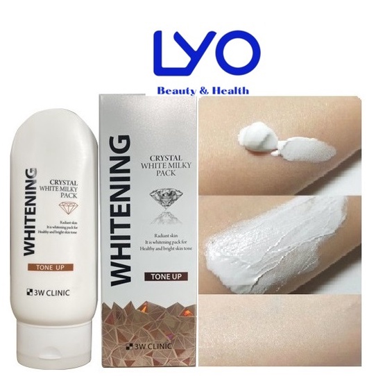 Kem Tắm Trắng 3W Clinic Whitening Crystal White Milky Pack Tone Up 200ml