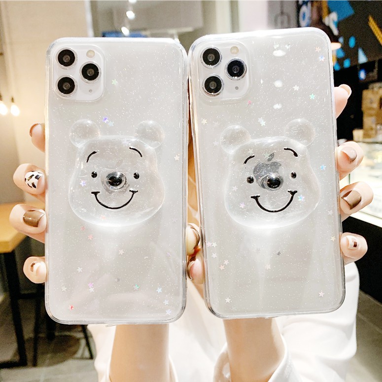 Huawei P20 P30 P40 Pro Mate 20 30 40 Pro Nova 3 3i 3e 4 4e 5T 7i Nova 6 SE P20 P30 Lite Honor 20 Bling Clear Cartoon 3D Bear Soft Phone Case Back Full Cover