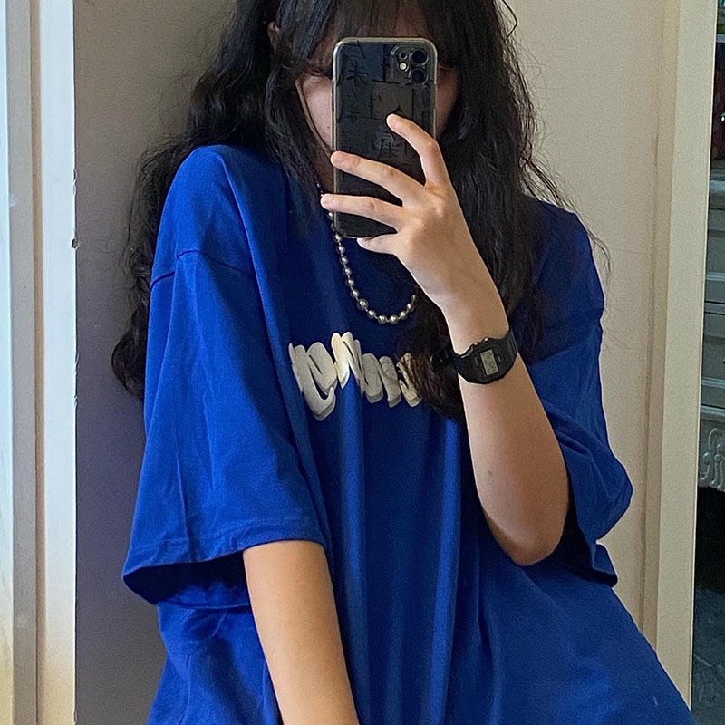 Áo Thun 100% cotton Klein Màu Xanh Dương Ngắn Tay Thời Trang Mùa Hè Hàn Quốc Dành Cho Nữ Size s 2022