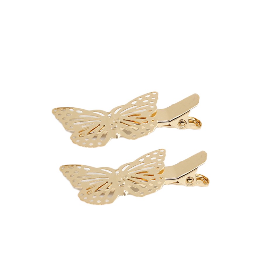 Kẹp tóc kim loại bướm vàng