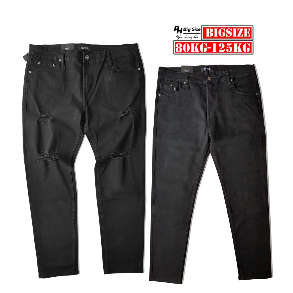 Jean Bigsize 80kg - 125kg | Quần Jean Thun ngoại cỡ size 36-42 co giãn màu đen đẹp | PH BIG SIZE | Q139
