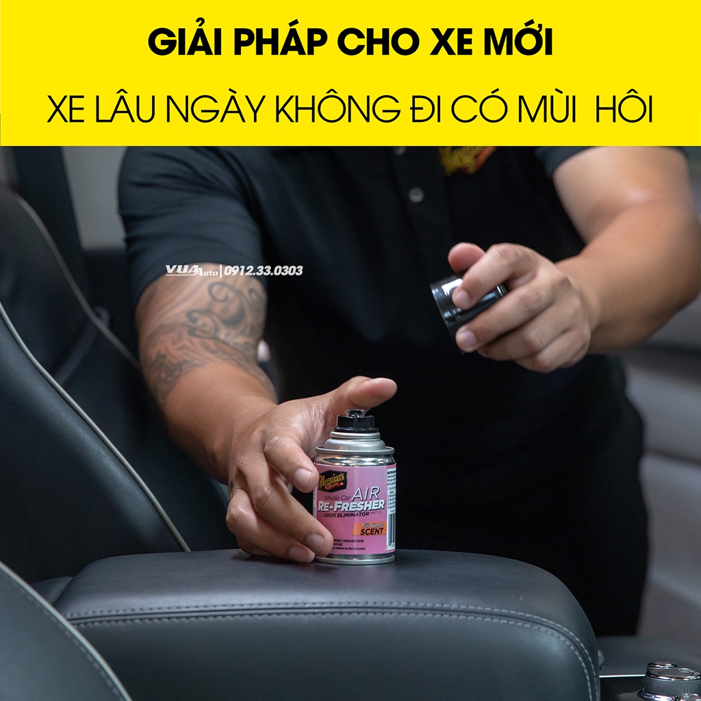 Xịt khử mùi diệt khuẩn ô tô Meguiars Air Refresher chính hãng hương thơm nước hoa cao cấp loại bỏ mùi nội thất xe hơi