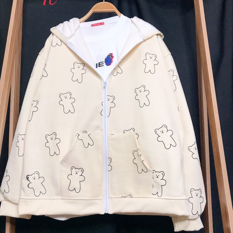 Áo Khoác Hoodie ZIp In Hình Thú Ngộ Nghĩnh Unisex Nam Nữ Form Rộng Ulzzang | BigBuy360 - bigbuy360.vn