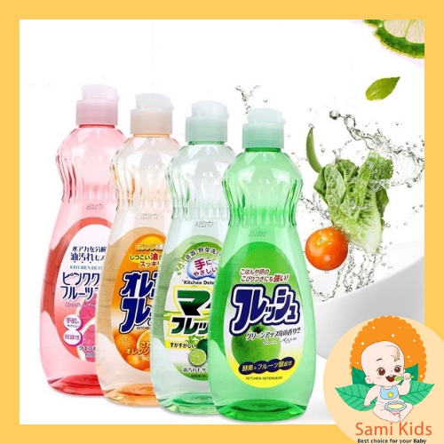 Nước rửa chén bát Nhật Bản Mitsuei 600ml, dầu rửa chén bát, đồ dùng ăn dặm an toàn cho bé SAMI KIDS