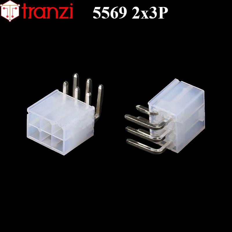 Giắc cắm header 4.2mm 5569 2x3P chân cắm cong trắng - túi 10 cái