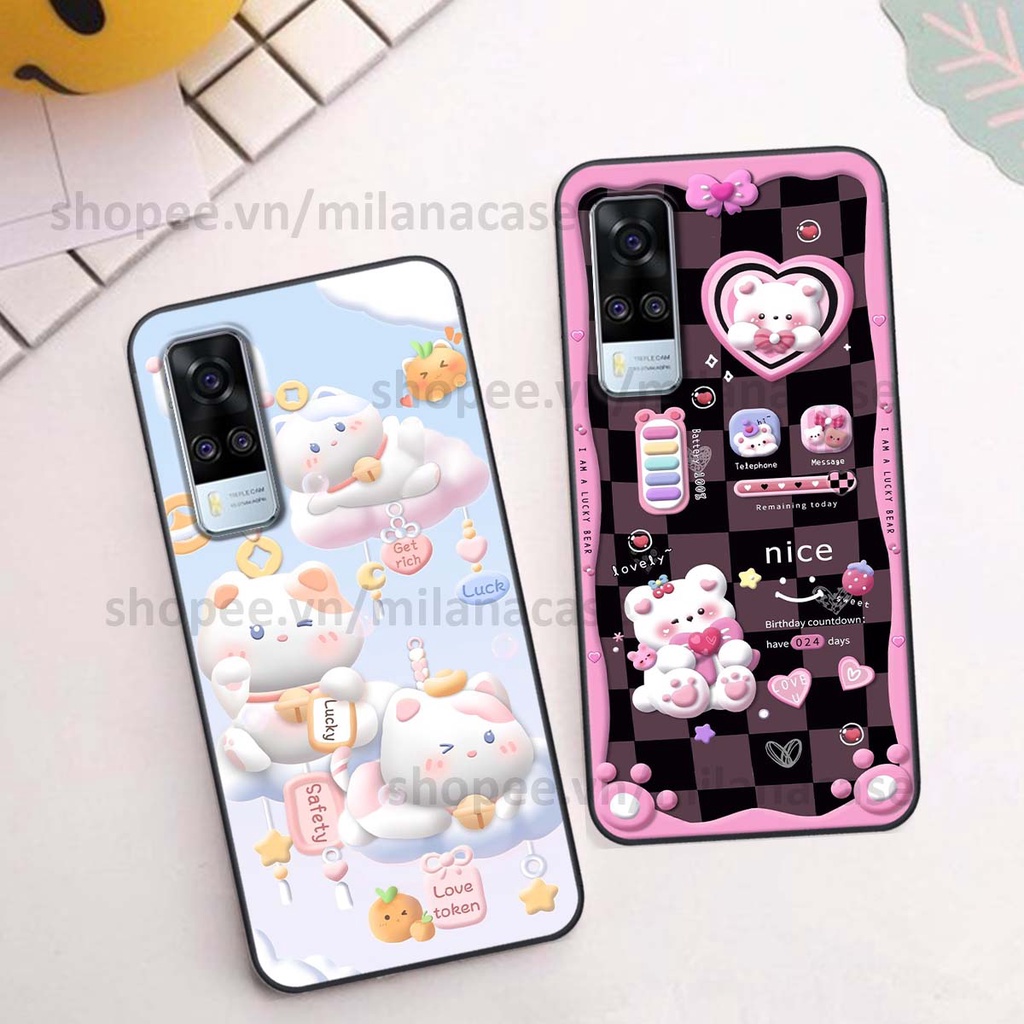 Ốp Vivo Y51 2020 hình đồng hồ icon gấu mèo cute cực dễ thương ngộ nghĩnh