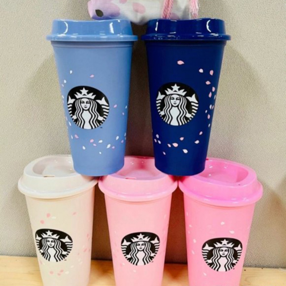 Cốc nước Starbucks hình hoa anh đào có thể tái sử dụng dung tích 500ml