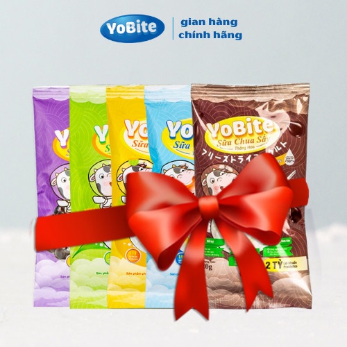 Sữa chua khô Yobite 20g - Combo vị Đào x vị bất kỳ - Hỗ trợ tiêu hóa