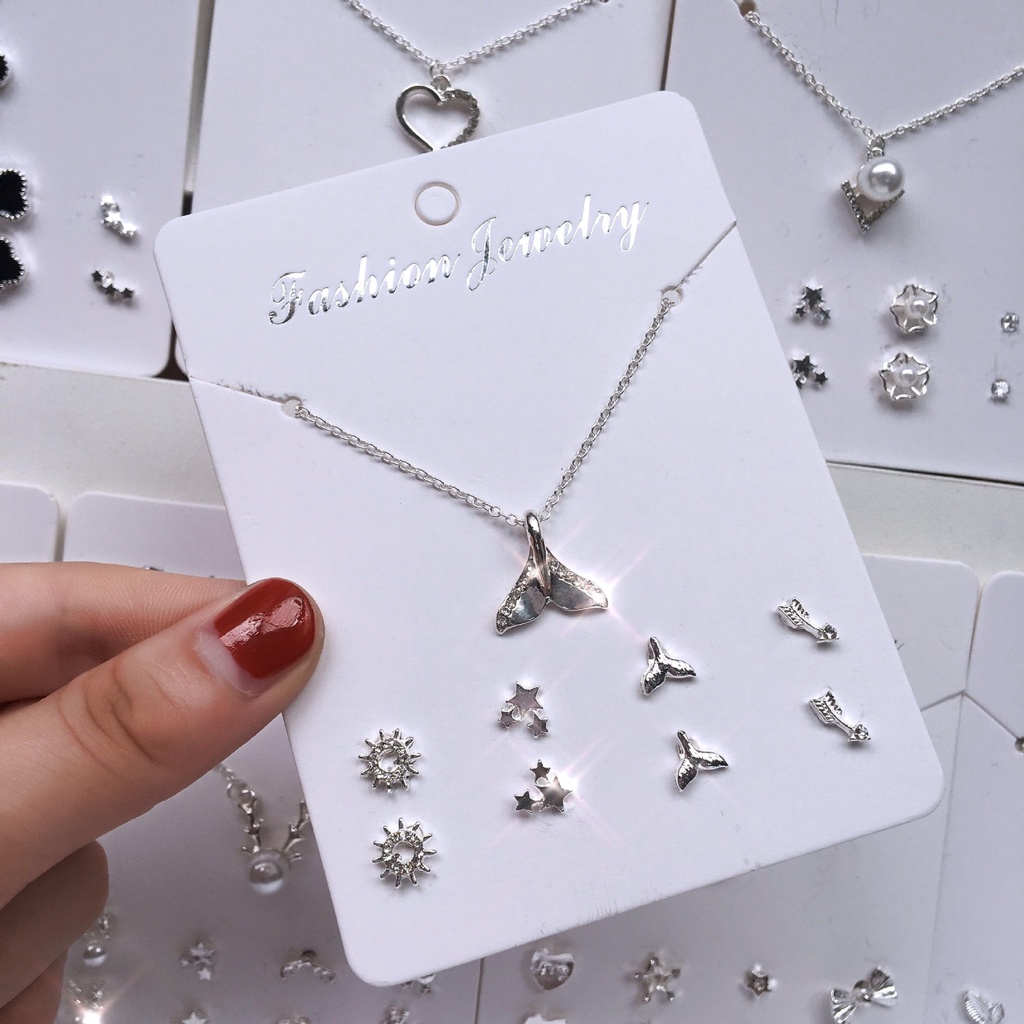 Set Vòng cổ Và Đôi Khuyên Tai Phong Cách Hàn Quốc Thanh Lịch Dành Cho Nữ