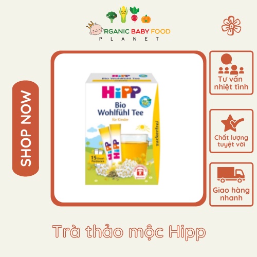 Trà thảo mộc hữu cơ HiPP trà hòa tan giải khát bổ sung vitamin khoáng chất và giúp giấc ngủ của bé ngon hơn 40gr