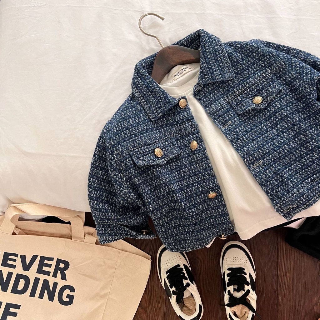 Áo Khoác Denim Phong Cách Phương Tây Thời Trang Xuân Thu 2022 Phong Cách Mới Cho Bé Trai