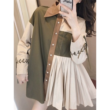 Sơ mi nữ đẹp, Váy sơ mi dáng dài phong cách Hàn Quốc C10 | BigBuy360 - bigbuy360.vn