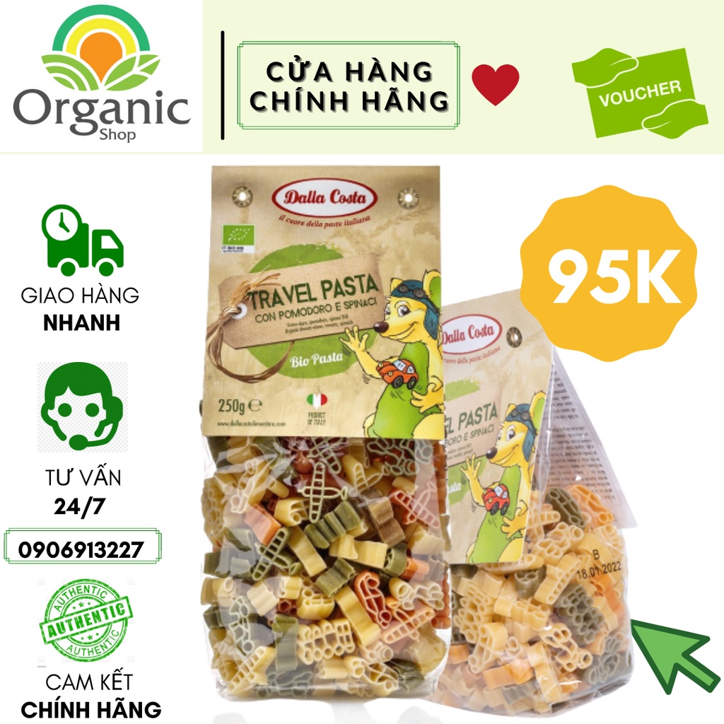 Nui Rau Củ Hữu Cơ Cho Bé Hình Tàu Xe 250g Dalla Costa