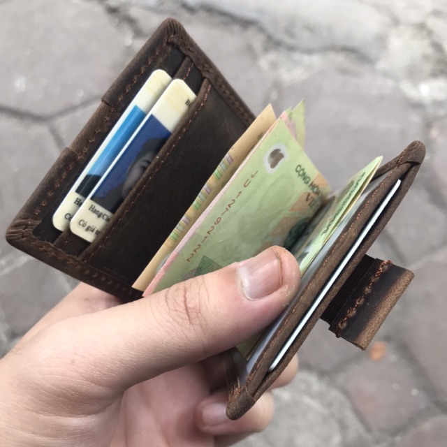 Ví kẹp tiền Money Clip da bò sáp cho nam