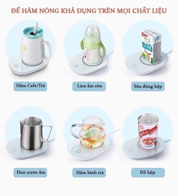 Đế hâm nóng bình sữa,cốc cà fê + tặng kèm cốc sứ và thìa