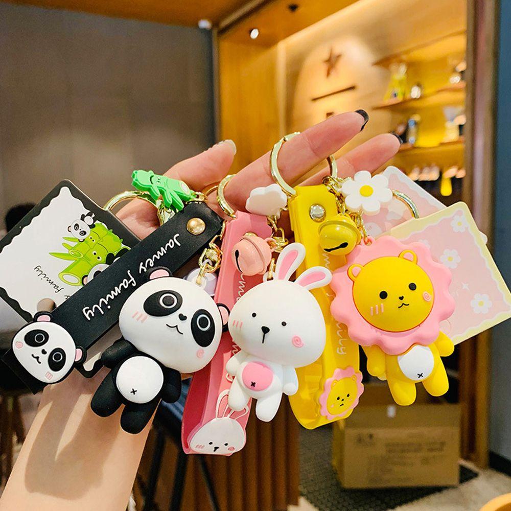 Móc Chìa Khóa Hình Khủng Long / Mèo / Sư Tử Hoạt Hình / Hổ / Gấu Trúc Dễ Thương Cho Bé