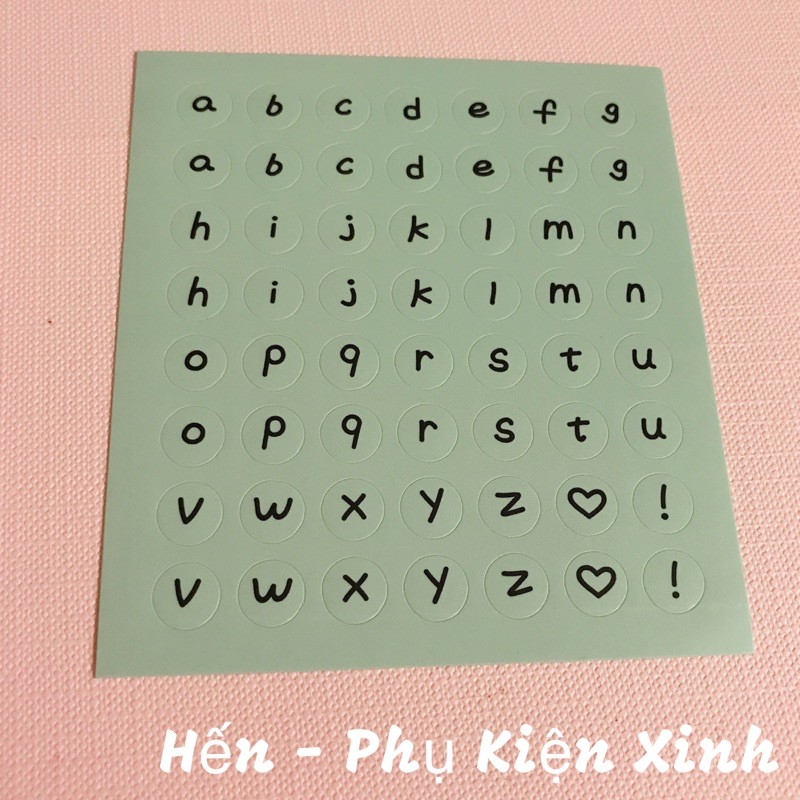 Sticker chữ kèm số nhỏ trang trí ghép tên nhiều màu