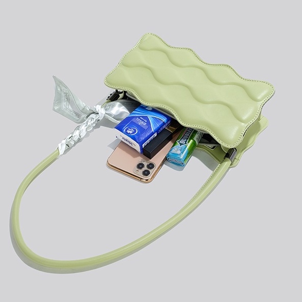 🌸Hàng Order🌸 Túi Xách Nữ CEEKAY Da Trơn Dập Vân Nổi Kiểu Lượn Sóng Quai Da Quấn Nơ Sang Chảnh Nữ Tính 🌸Hàng Quảng Châu