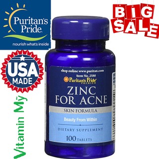 viên uống kẽm ngừa mụn zinc for acne của Puritan Pride 100v