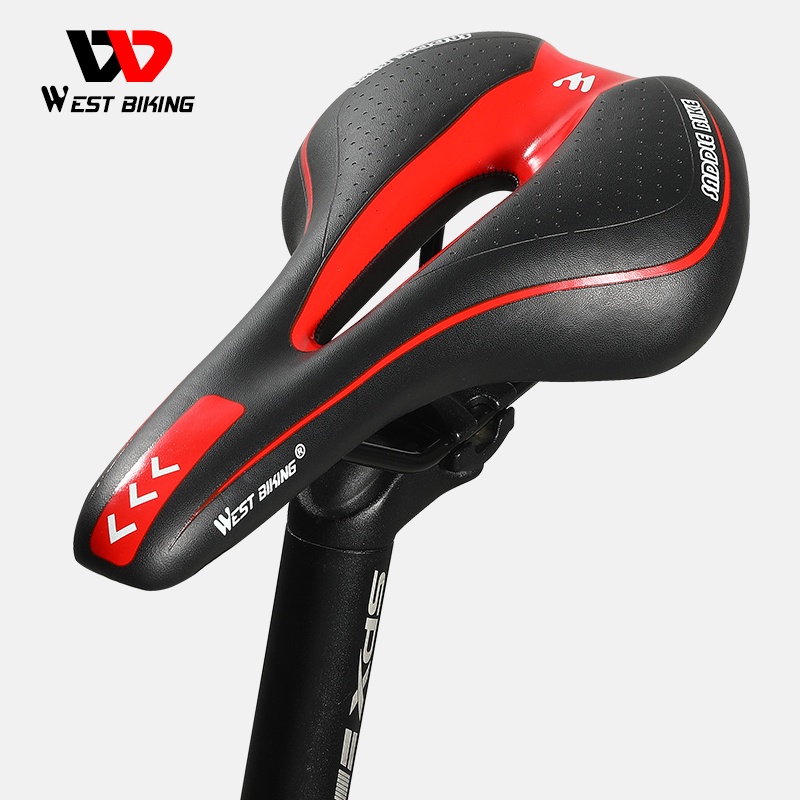 Yên xe đạp leo núi WEST BIKING chất liệu da và silicon chống trượt ngồi thoải mái