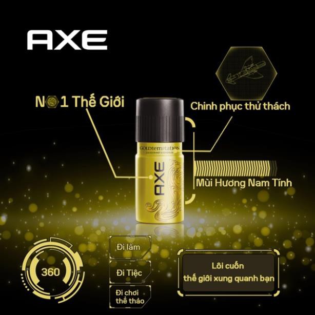 Xịt khử mùi AXE Gold Temptation hương Ngọt ngào chai 150ml ( mầu vàng )