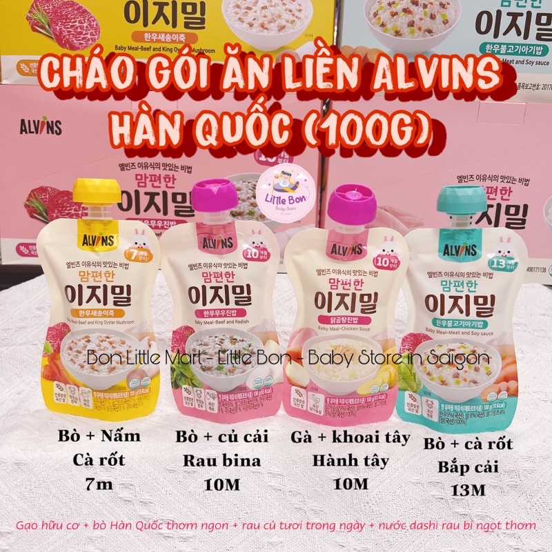 Cháo gói hữu cơ Alvins Hàn cho bé 7/10M_Date 10/2022 - 2023