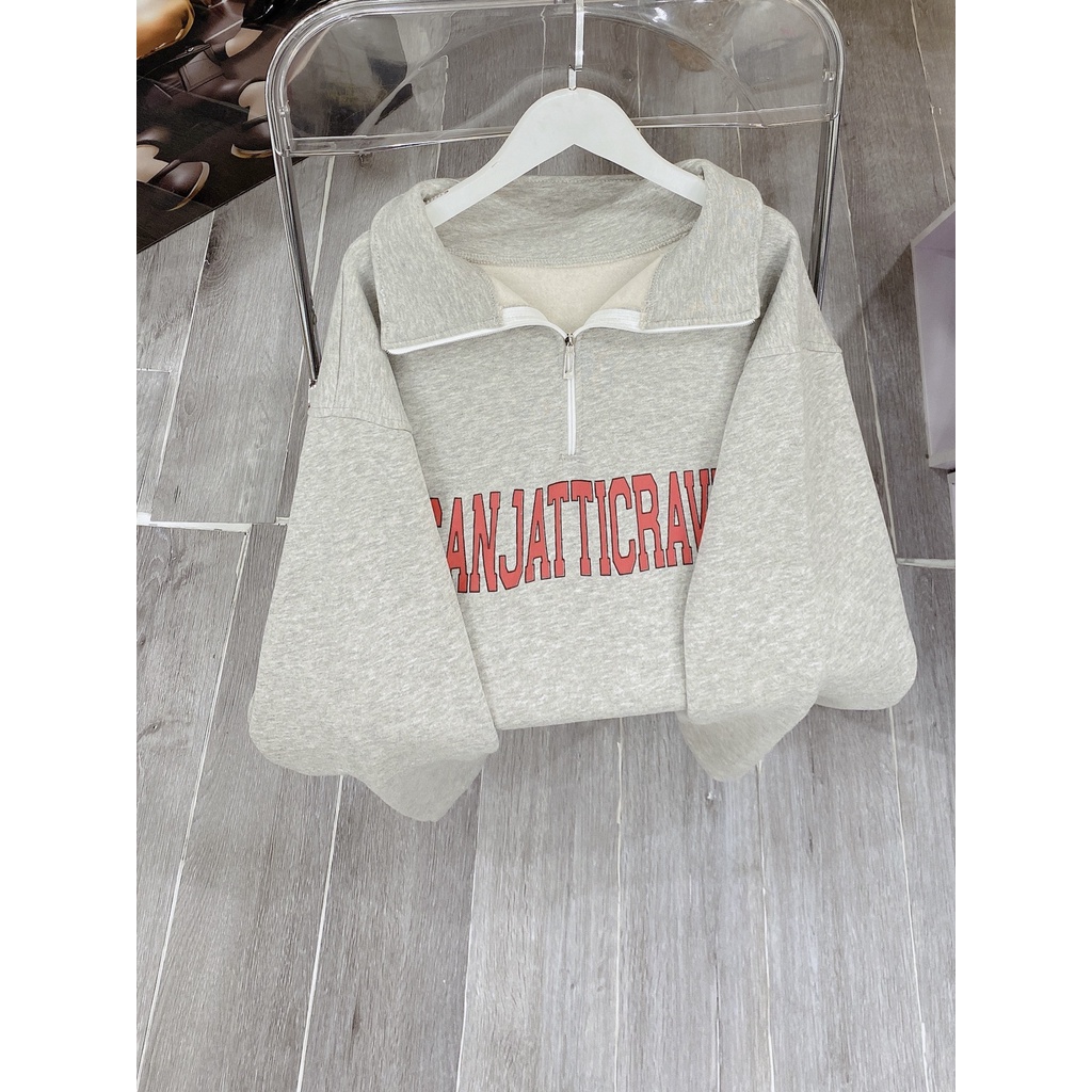 Áo Polo Dài Tay Cổ Bẻ Nam Nữ Chữ San Dáng Rộng Tay Bồng Chất Nỉ Lì Unisex