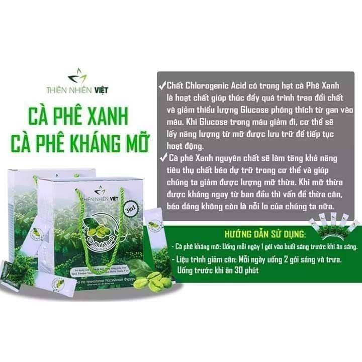 Cafe Xanh Kháng mỡ CÁT TƯỜNG hộp 10 gói