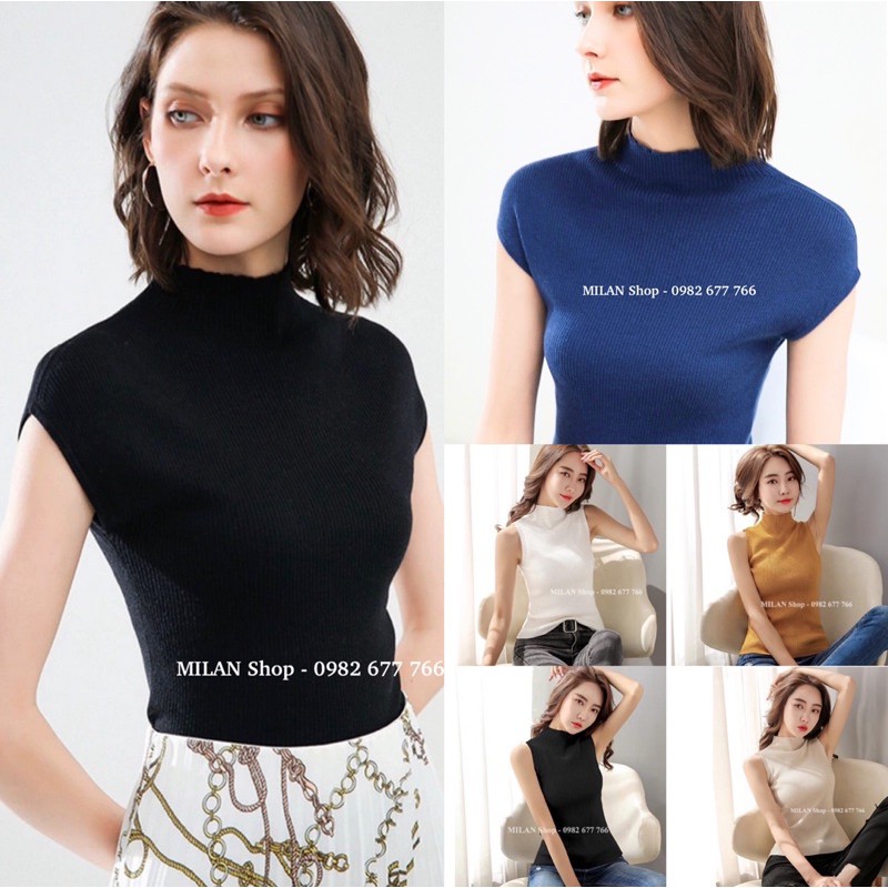 Áo len sát nách,tay hến cổ 5p dệt tăm nhiều màu