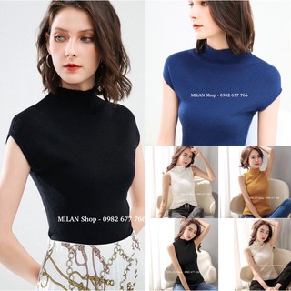 Áo len sát nách,tay hến cổ 5p dệt tăm nhiều màu