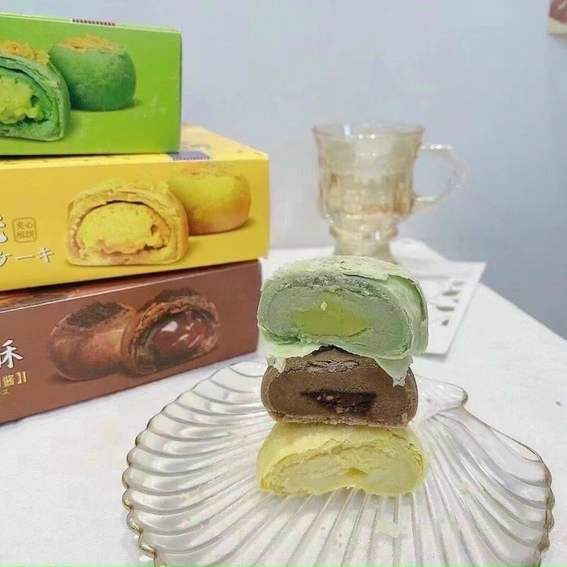 Bánh Trung Thu Ngàn Lớp Nhân Chảy Vị Hoa Quả/ Bánh Mochi Trứng muối Chà Bông Hộp 8 cái