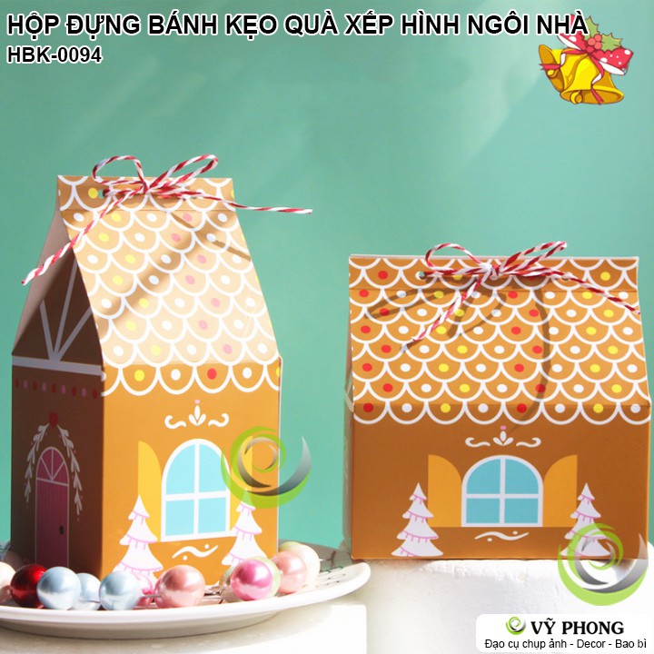 HỘP GIẤY ĐỰNG BÁNH KẸO QUÀ TẶNG XẾP HÌNH NGÔI NHÀ HỘP TRANG TRÍ LỄ TẾT NOEL GIÁNG SINH HBK-0094