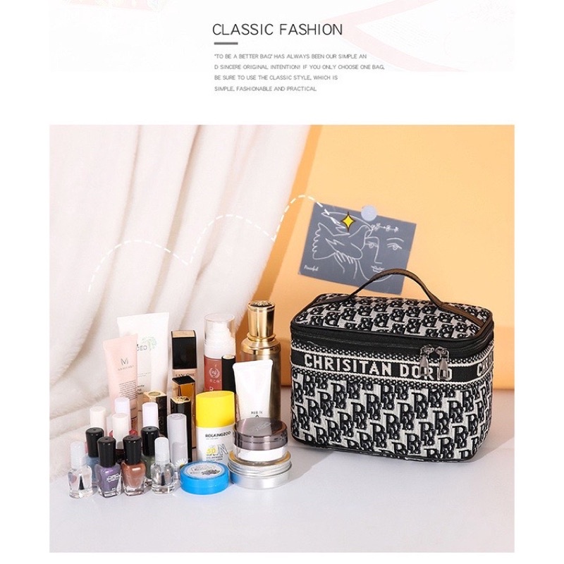 Túi Đựng Mỹ Phẩm Hoạ Tiết D.I.O.R, Túi Đựng Đồ Trang Điểm Du Lịch
