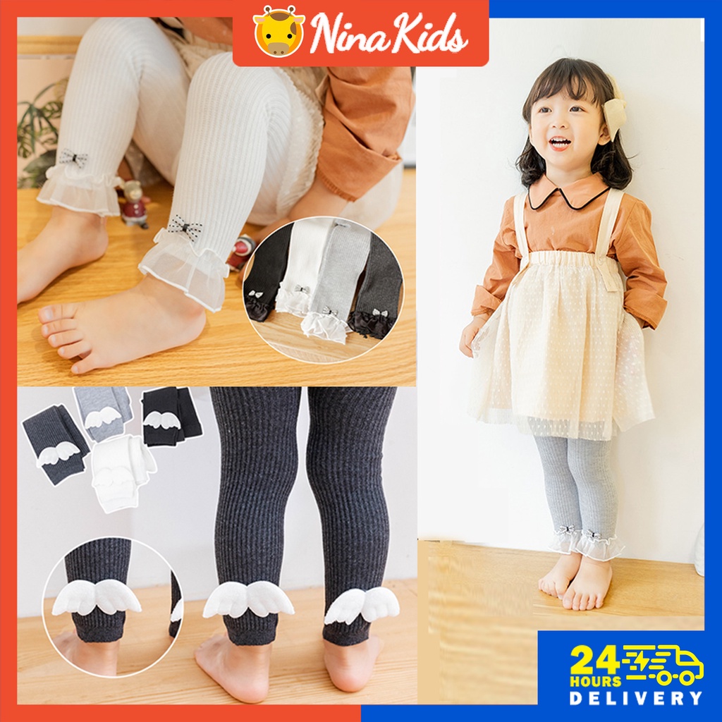 Quần legging  đính nơ cho bé gái 0-3.5 tuổi tiện lợi