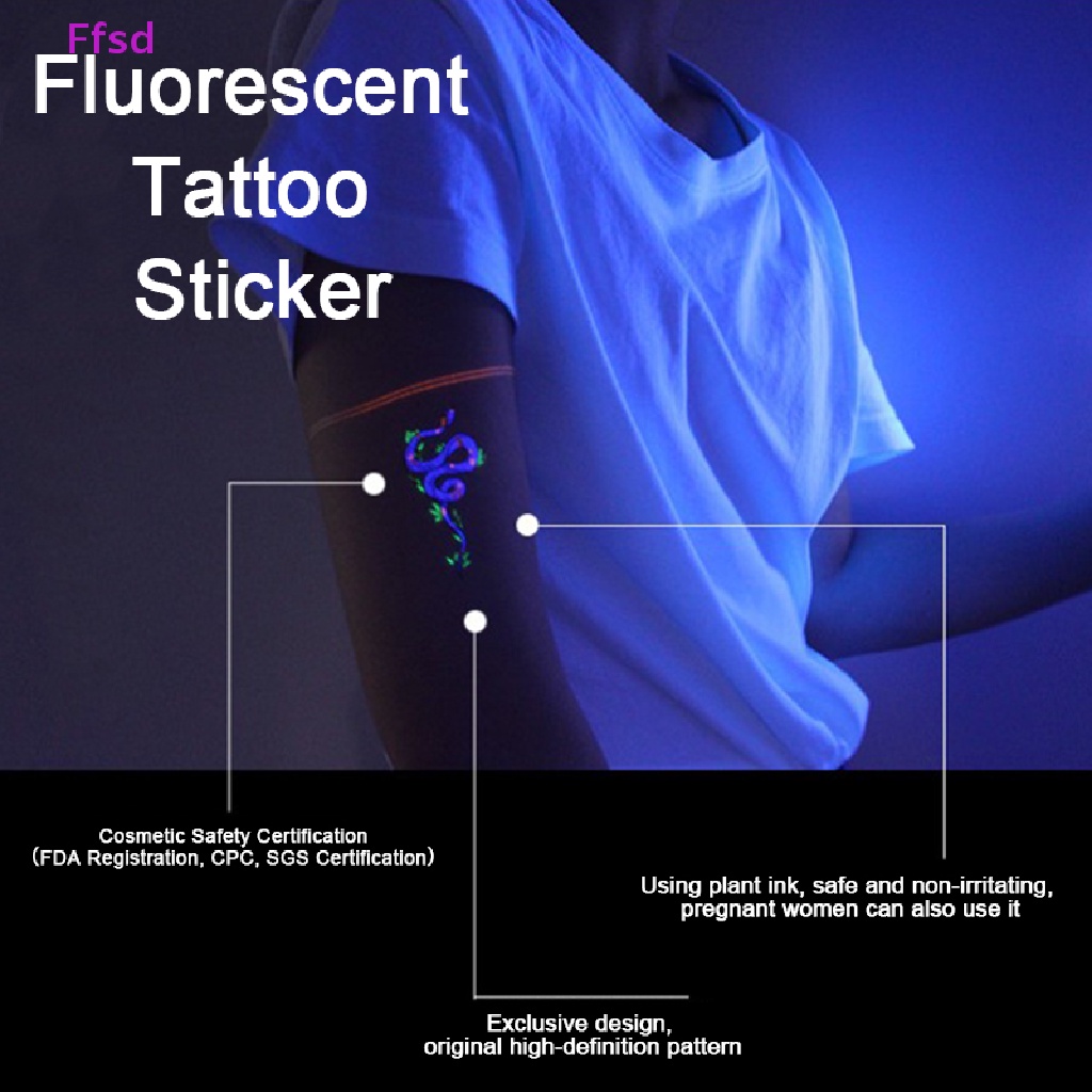 {Ffsd} Hình Xăm Dán Tạm Thời Chống Thấm Nước Phát Quang Cá Tính * Bán Chạy