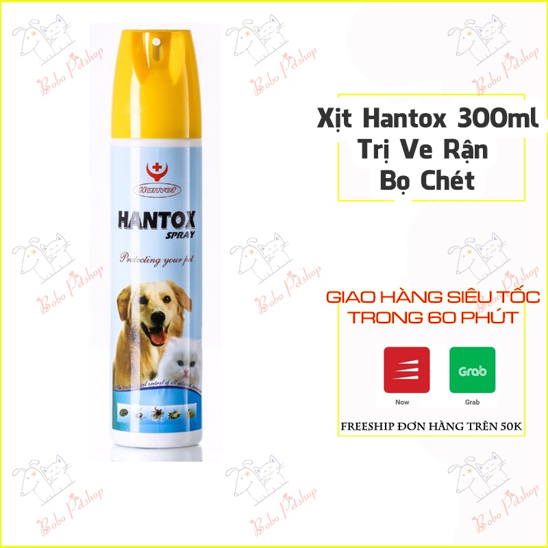 Dung Dịch Xịt Hantox Spray 300ml Giúp Diệt Ve Ghẻ Bọ Chét Cho Chó Mèo Nhanh Chóng Tiện Dụng - Bobo Pet Shop Hà Nội