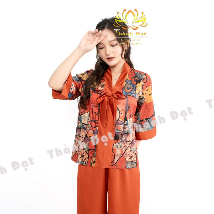 Bộ Đi Chùa Lụa Nơ Chất Lụa Vân Mềm Mịn, Thoáng Mát,Mặc Cực Đẹp, Thoải Mái, Duyên Dáng Trẻ Trung | BigBuy360 - bigbuy360.vn